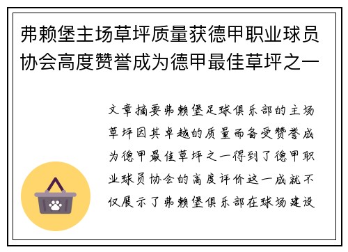 弗赖堡主场草坪质量获德甲职业球员协会高度赞誉成为德甲最佳草坪之一 弗赖堡主场草坪质量获德甲职业球员协会高度赞誉成为德甲最佳草坪之一